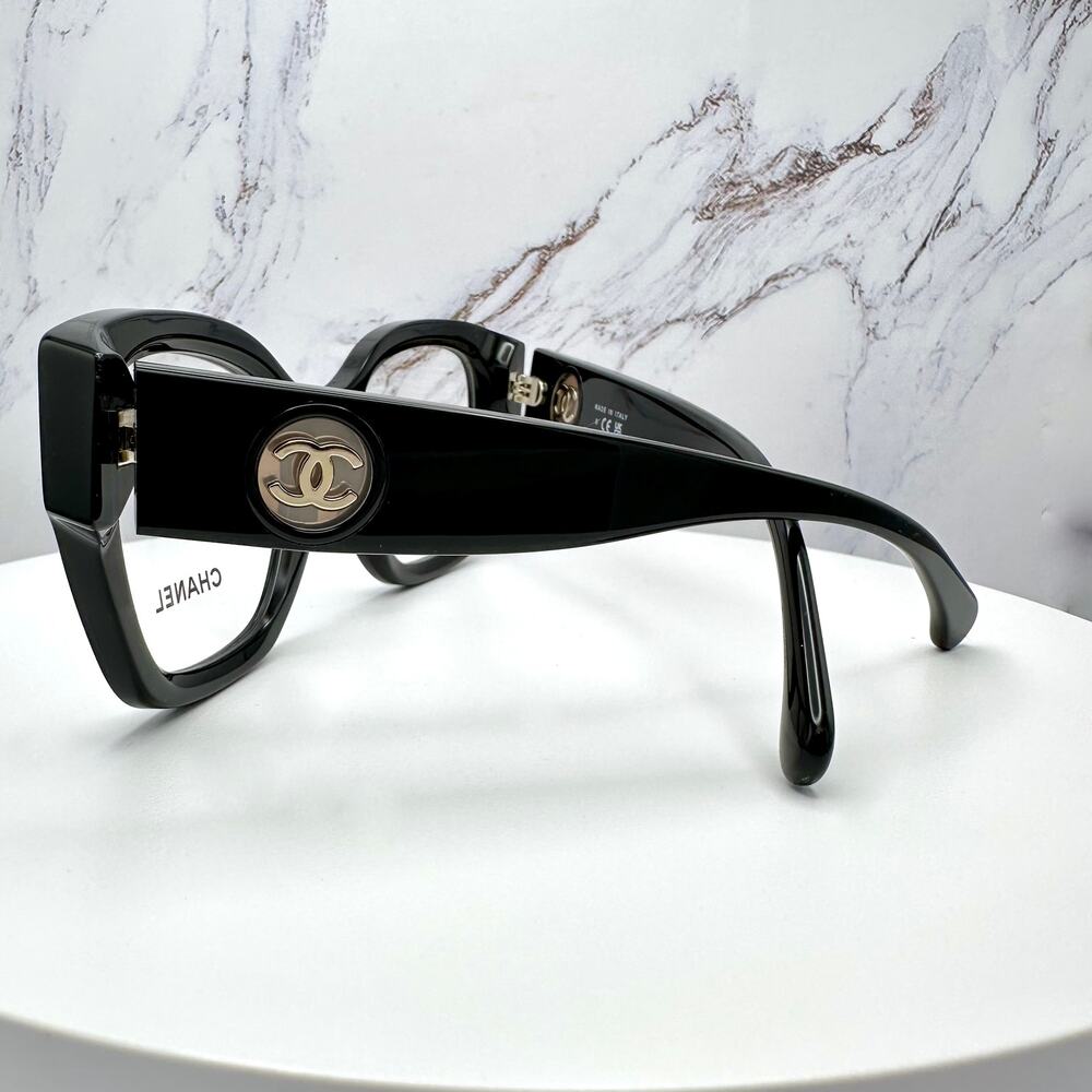 New CHANEL Eyeglasses Black 53mm Glasses Butterfly Gold CC Womens - Picture 9 of 16